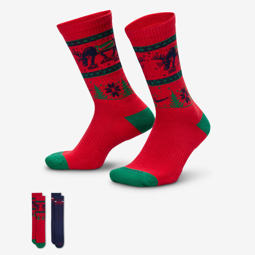 New In Men's Accessories & Equipment-Nike, Nike Everyday Plus Cushioned, Winter Wonderland Crew Socks (2 Pairs)