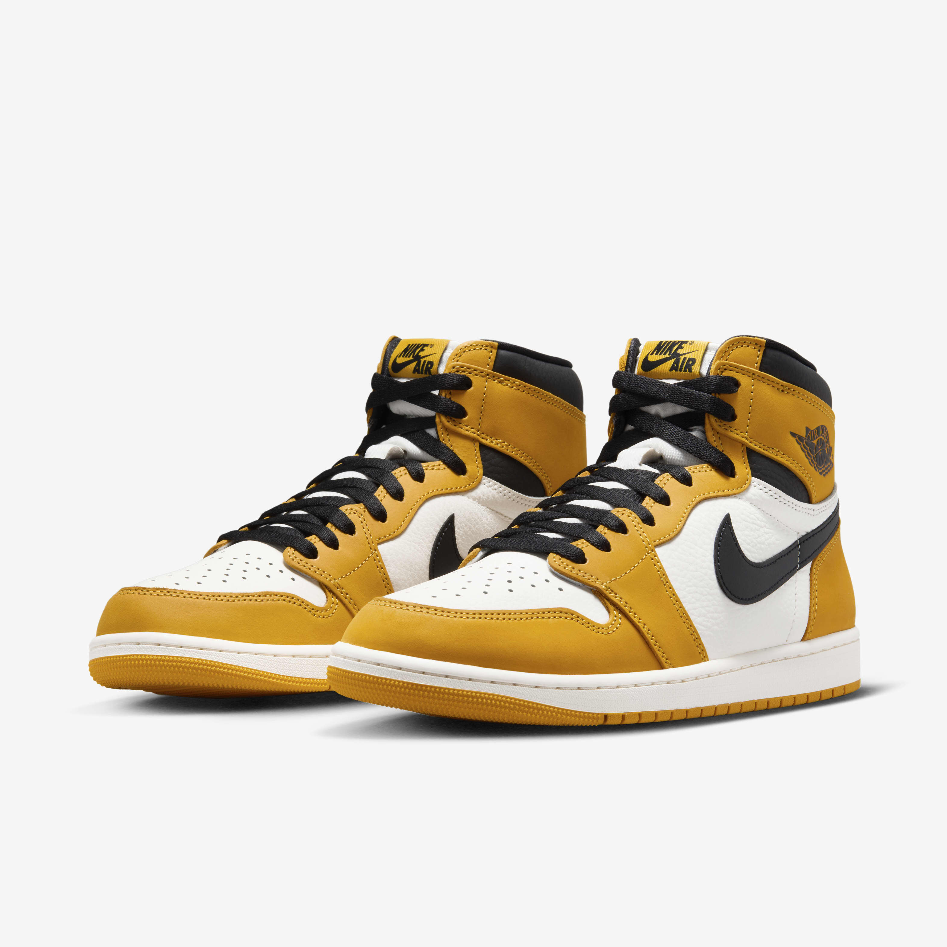 Yellow and black jordans 1 top
