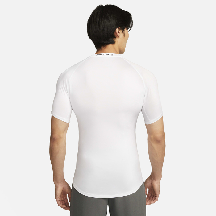 Buy Nike Pro Men's Dri-FIT Tight Short-Sleeve Fitness Top - White/Black ...