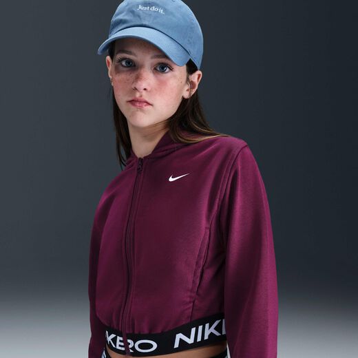 Kids' Hoodies & Sweatshirts-Nike, Nike Pro Fleece, Older Kids' (Girls') Dri-FIT Full-Zip Hoodie