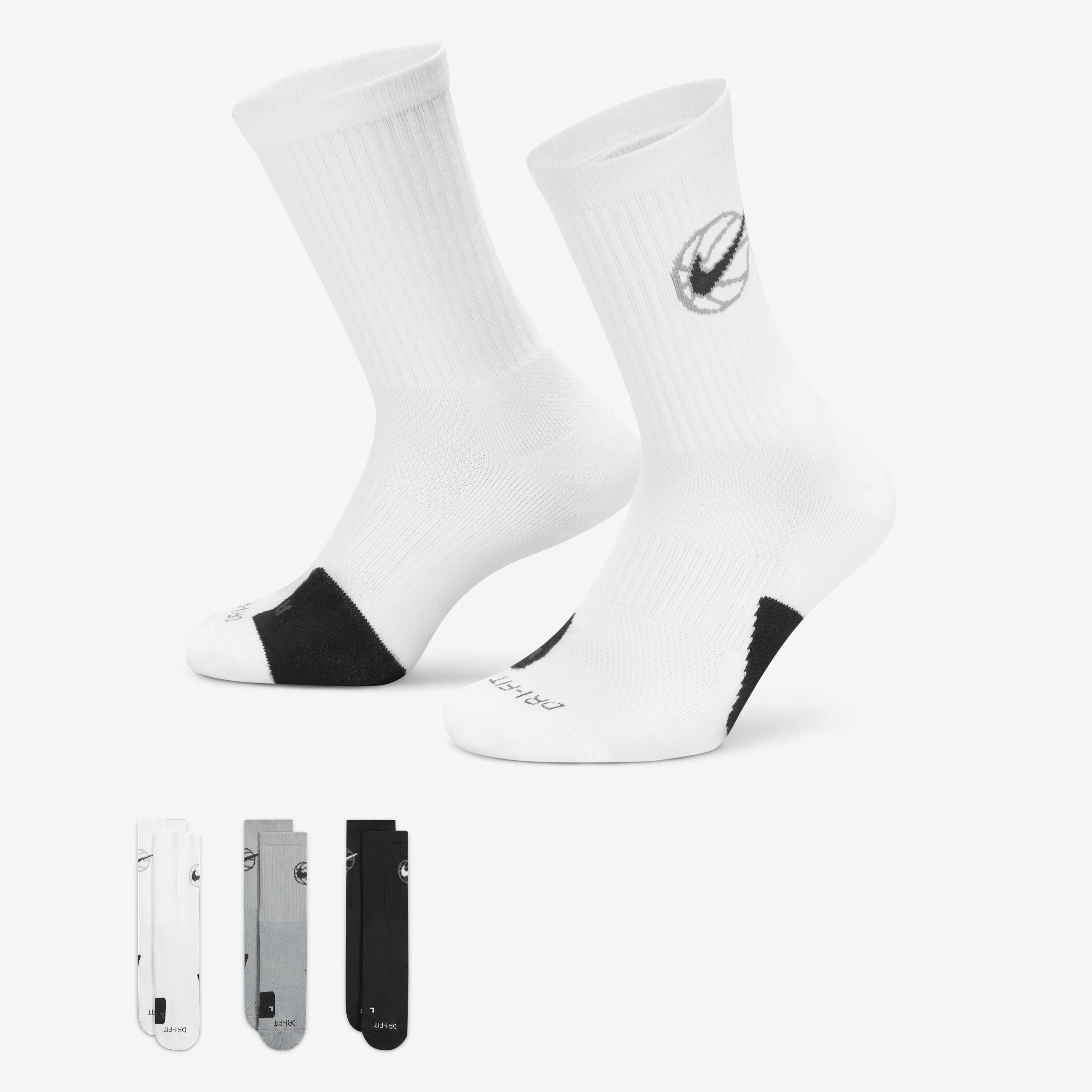 Buy Nike Everyday Crew Basketball Socks 3 Pairs Nike UAE Official
