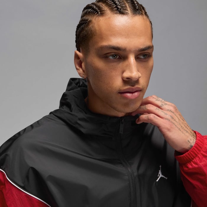 Jordan Robe Buy Jordan Brooklyn Men's Hooded Draft Jacket - Black/Gym Red/White ...