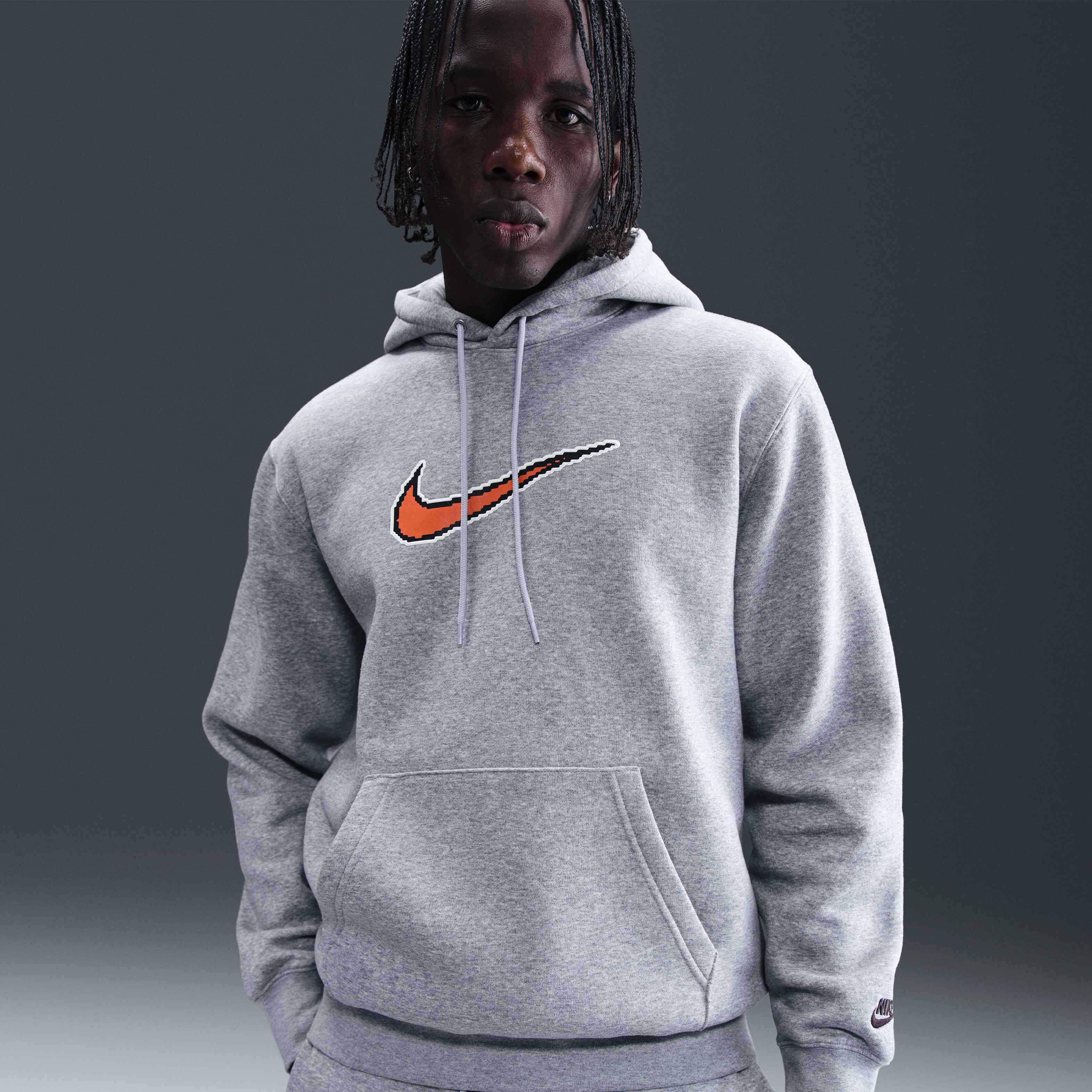 gray and orange nike hoodie