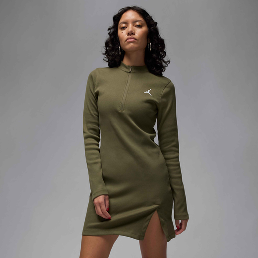 Jordan Skirts & Dresses-JRDN, Jordan, Women's 1/2-Zip Long-Sleeve Knit Dress