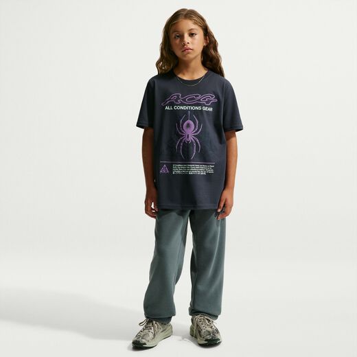 New In Kids' Short Sleeves Shirts-Nike, ACG, Big Kids' Dri-FIT Spider Peak T-Shirt
