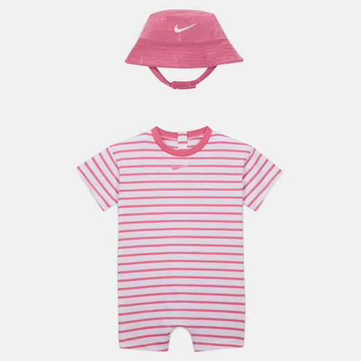 Tracksuits-Nike, Nike, Baby (12-24M) Short Sleeve Romper with Bucket Hat
