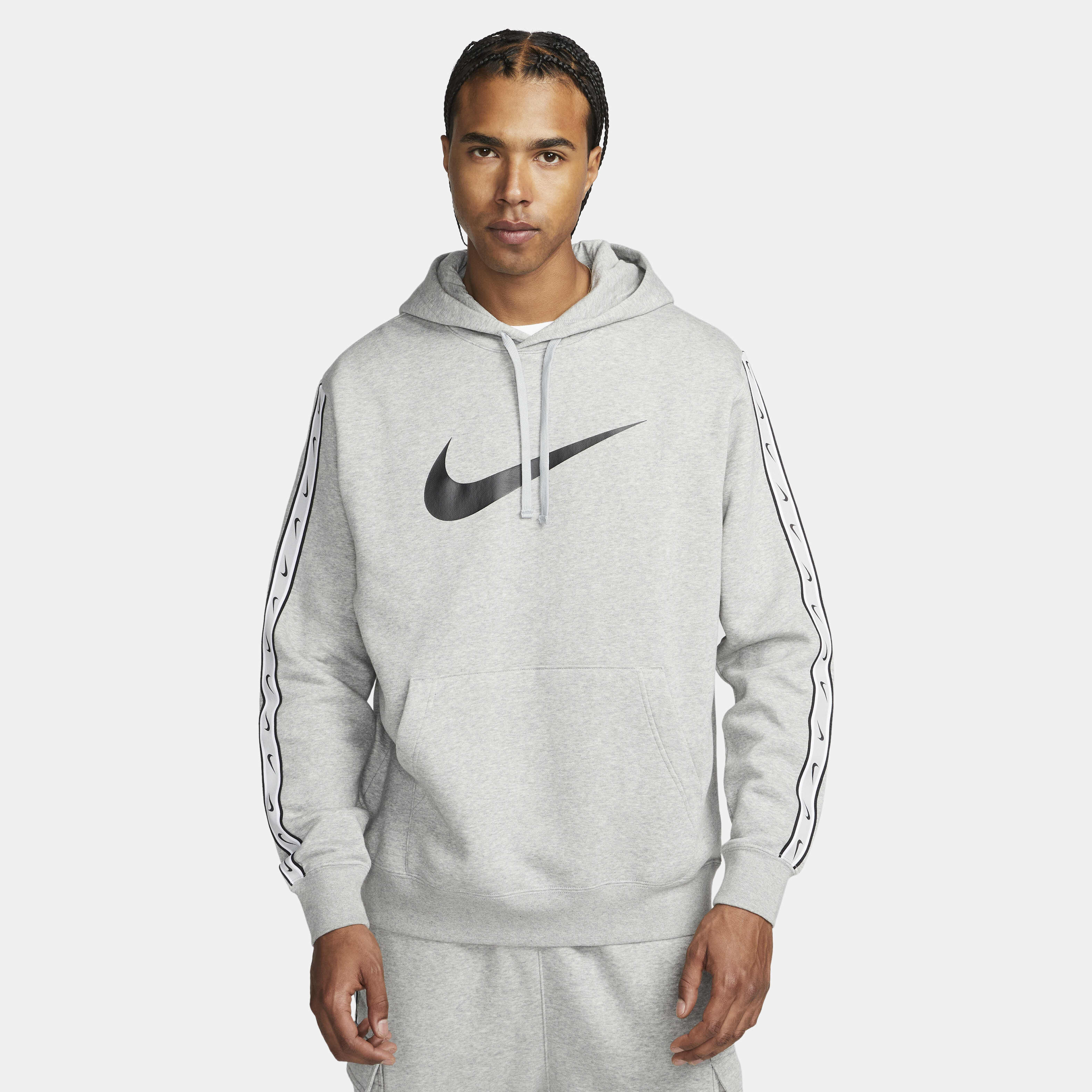 Buy Nike Sportswear Repeat Men s Pullover Fleece Hoodie Dark Grey Heather Black Nike UAE Official