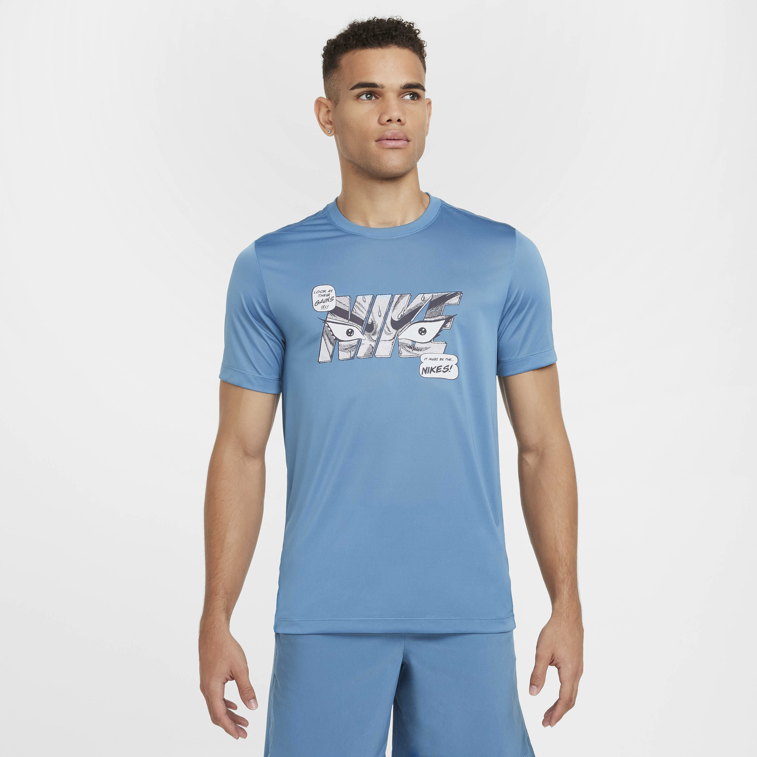Blue nike gym top sales