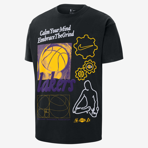 Black Collection-Nike, Los Angeles Lakers Courtside, Men's Nike NBA Max90 T-Shirt
