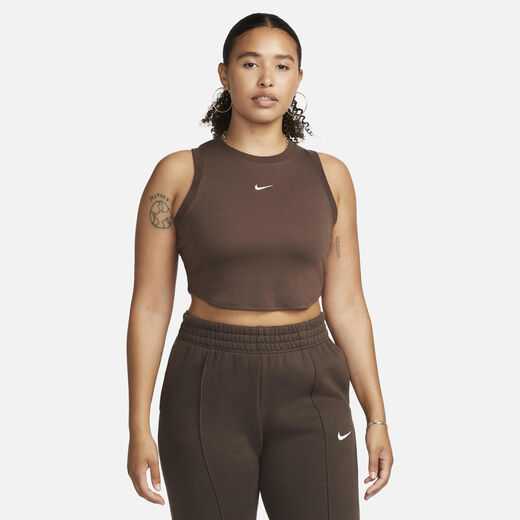 Style Your Air - T-Shirts & Tops-Nike, Nike Sportswear Chill Knit, Women's Tight Cropped Mini-Rib Tank Top