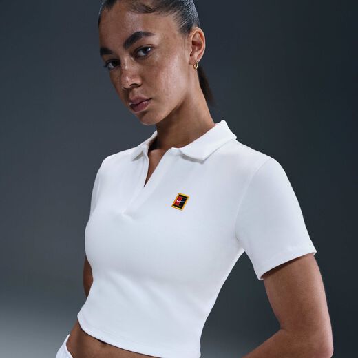 Women's Polo T-Shirts-Nike, NikeCourt Heritage, Women's Short-Sleeve Cropped Tennis Polo