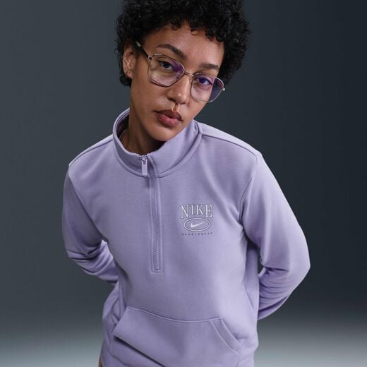 Women's Long Sleeves Shirts Sale-Nike, Nike Sportswear Club Fleece, Women's Mock-Neck 1/2-Zip Graphic Top