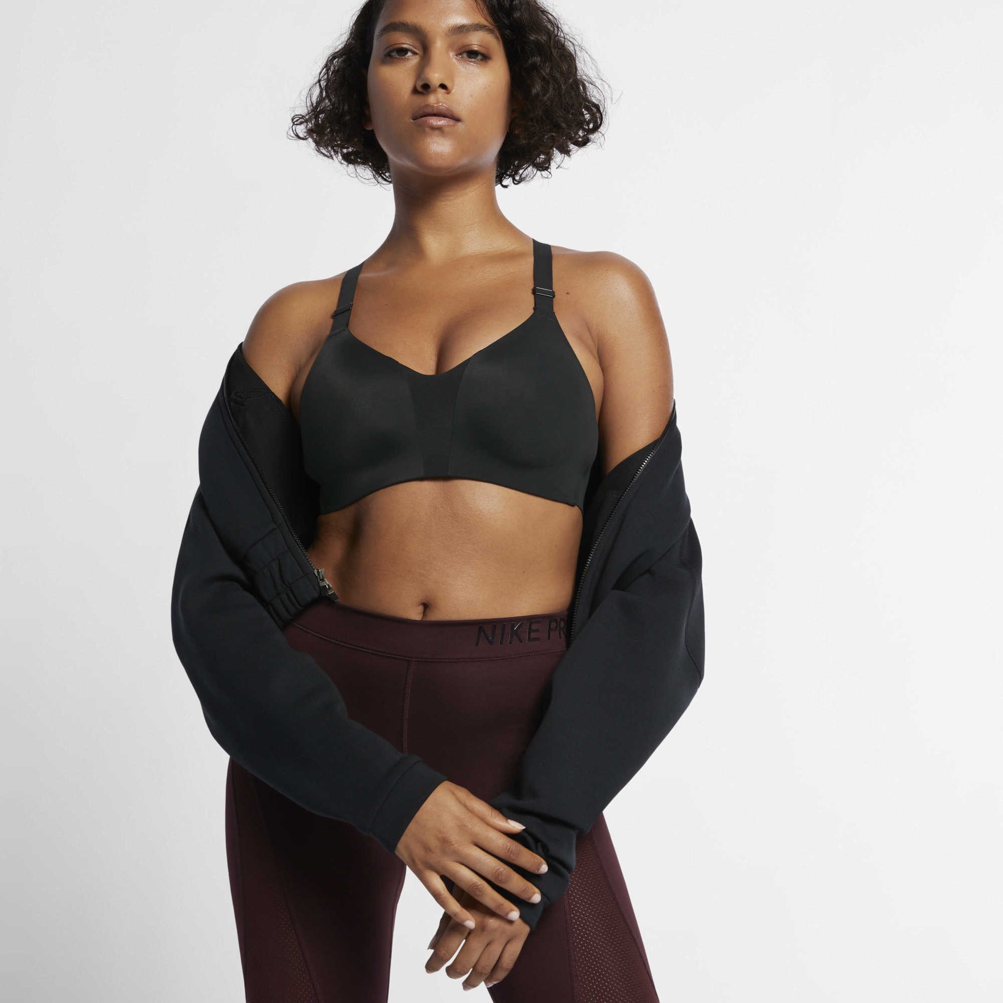 Nike training high support best sale pro rival bra in black