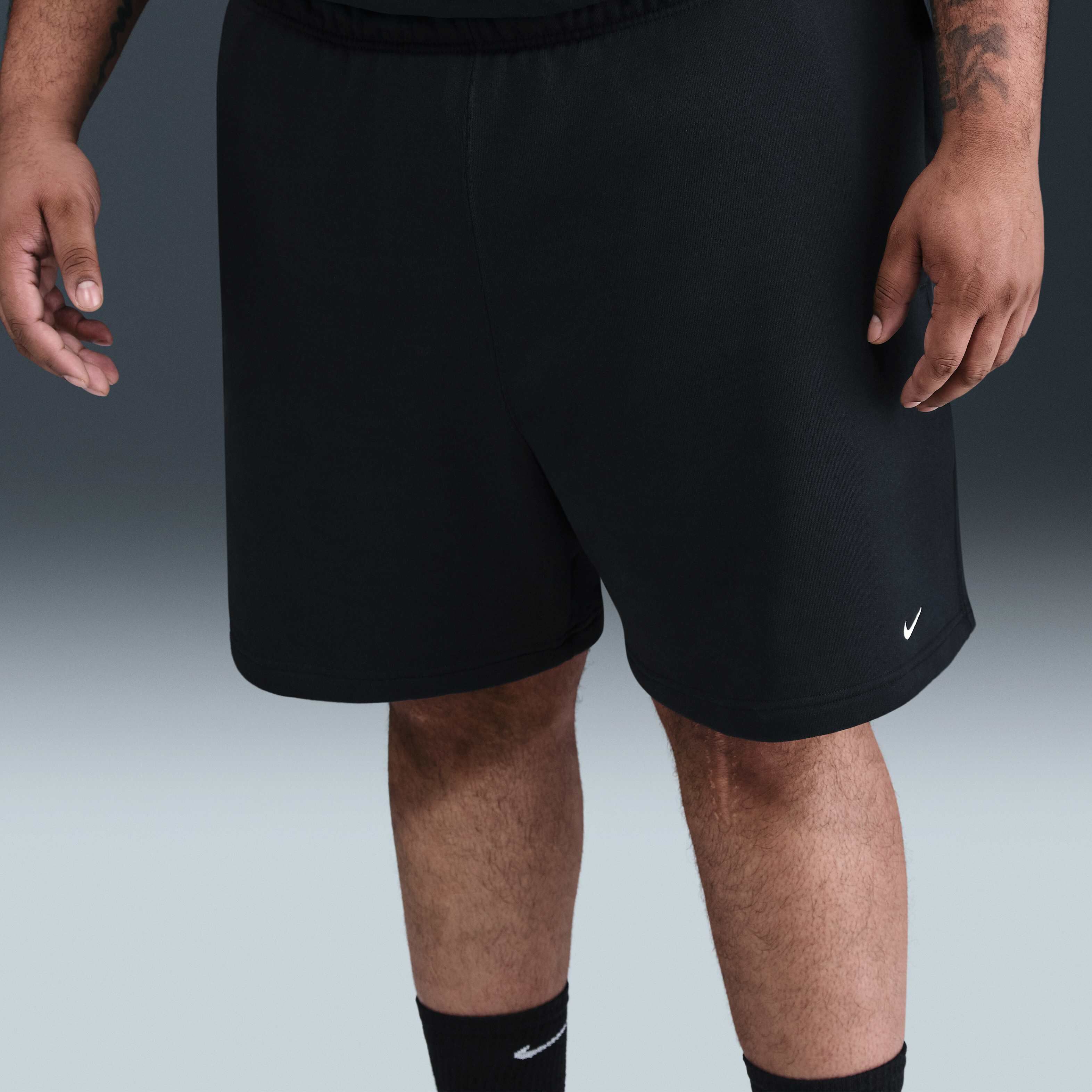Buy Nike Solo Swoosh Men's French Terry Shorts - Black/White