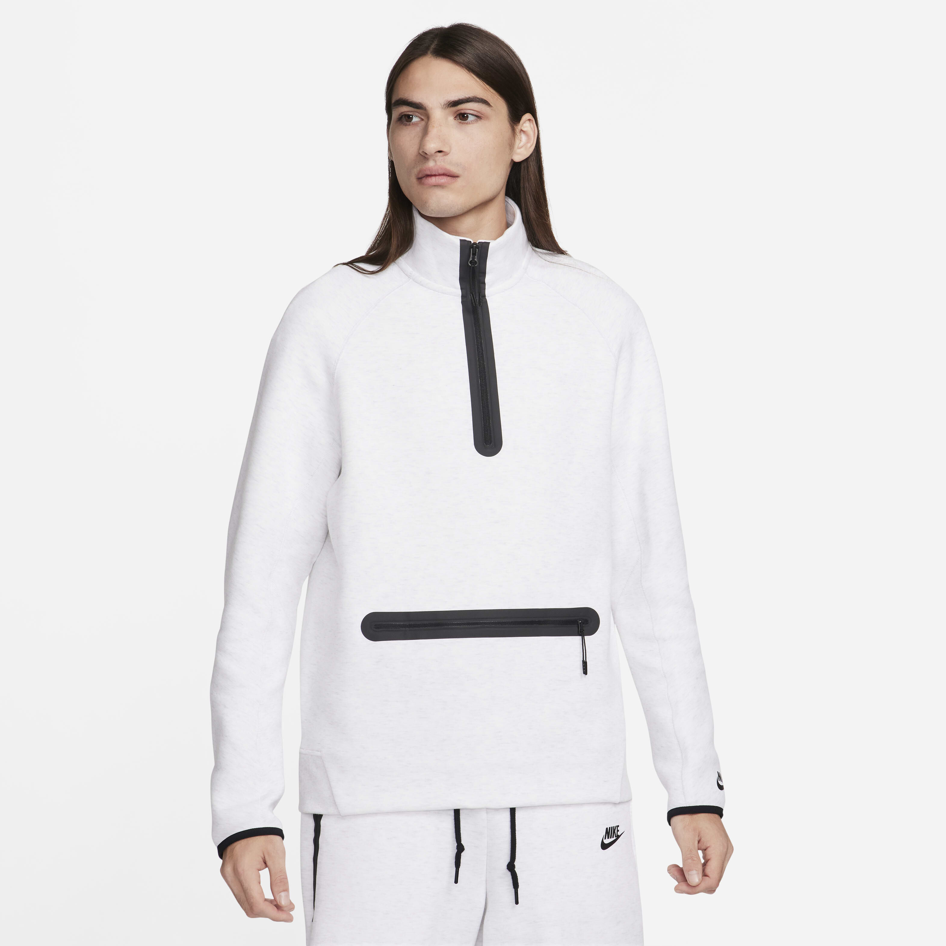 Buy Nike Sportswear Tech Fleece Men s 1 2 Zip Sweatshirt Birch Heather Black Nike UAE Official