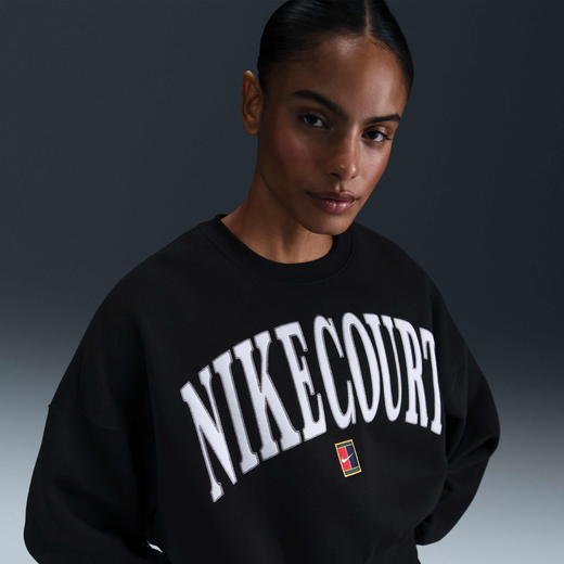 Tennis Hoodies & Sweatshirts-Nike, NikeCourt Phoenix Fleece, Women's Over-Oversized Crew-Neck Tennis Sweatshirt