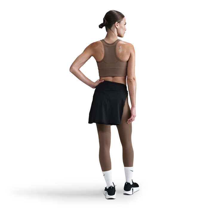 Buy Nike Swoosh Pocket Women s Medium Support Padded Longline Sports Bra Mink Brown Mink Brown White Nike UAE Official